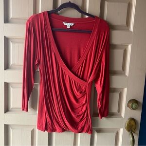 CAbi Deep Red Women's Wrap Blouse